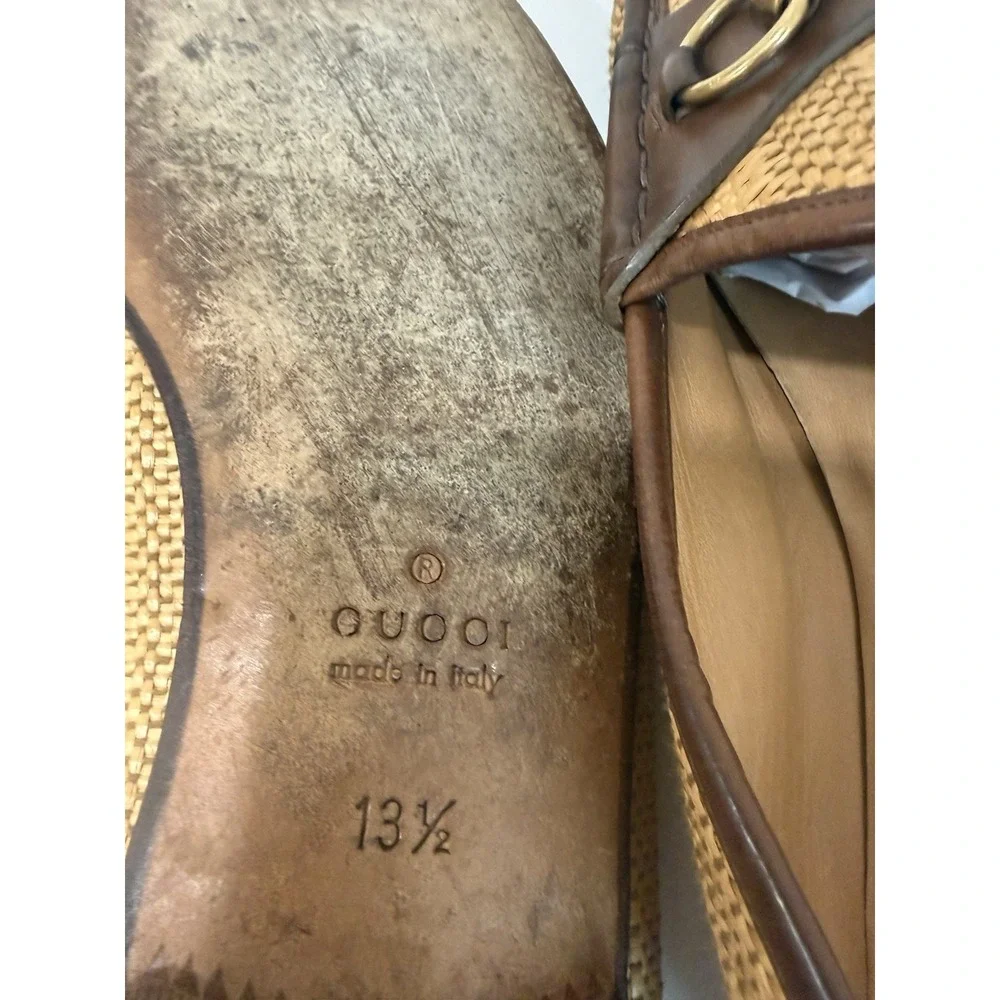 Gucci Horsebit Straw Dress Loafers Men's Size 13 1/2